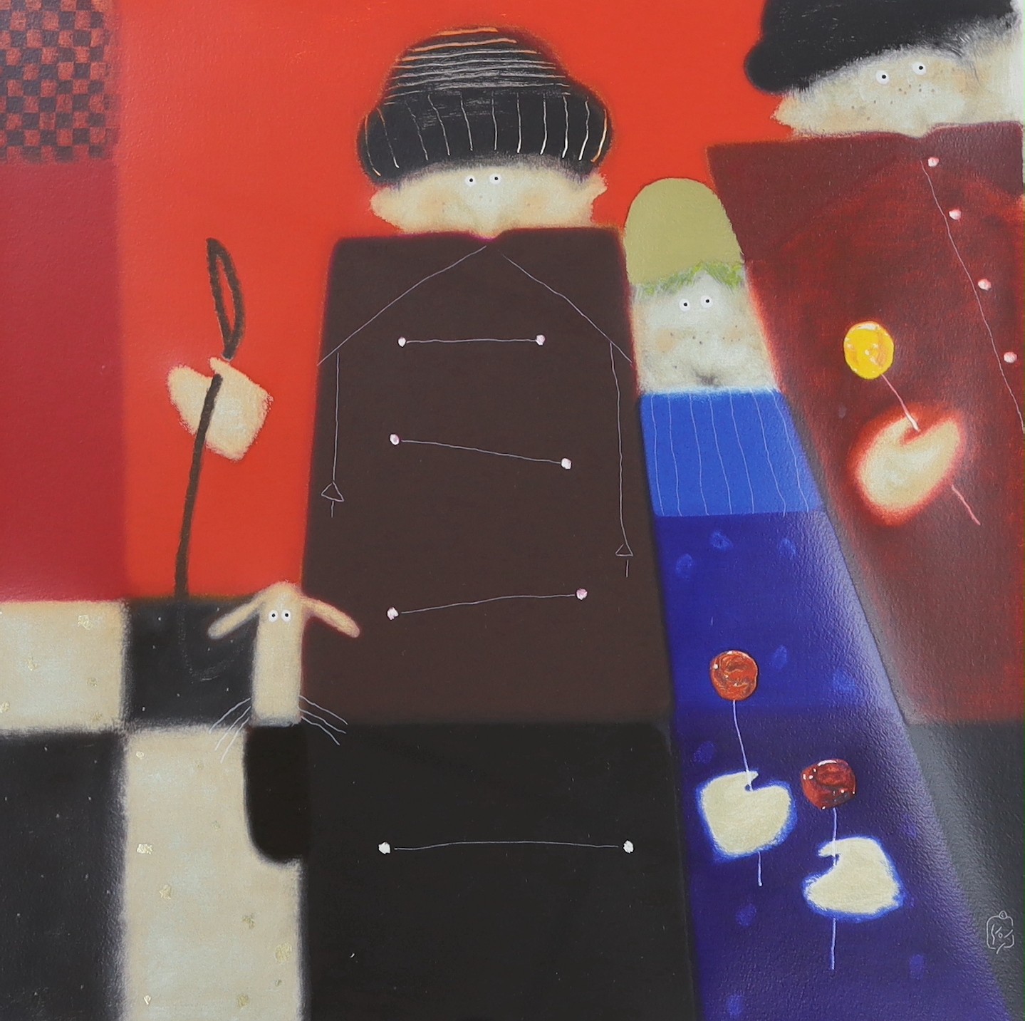 Govinder Nazran (1964-2008), artist proof print, 'Three lollies & a dog', signed in pencil, 74/250, COA verso, 66 x 64cm